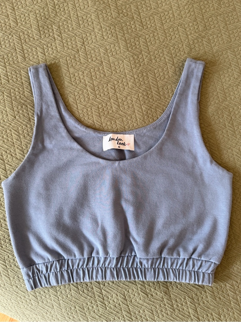 Sky Blue Cotton Scoop Neck Crop Top